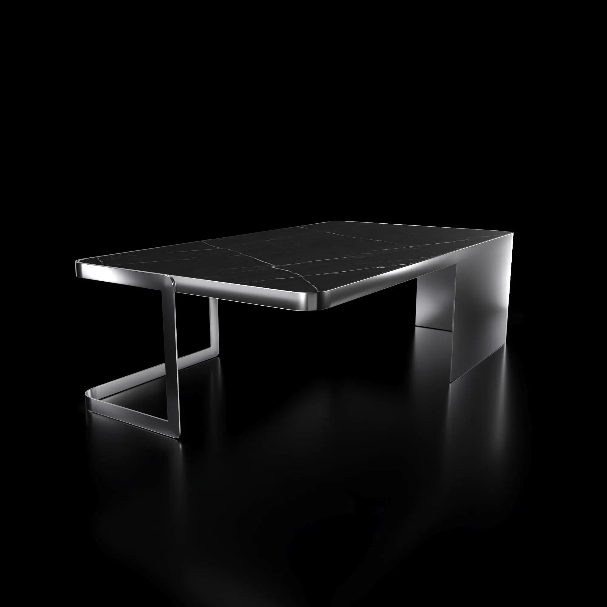 Tullio Smoked Silver Black Coffee Table Rectangular