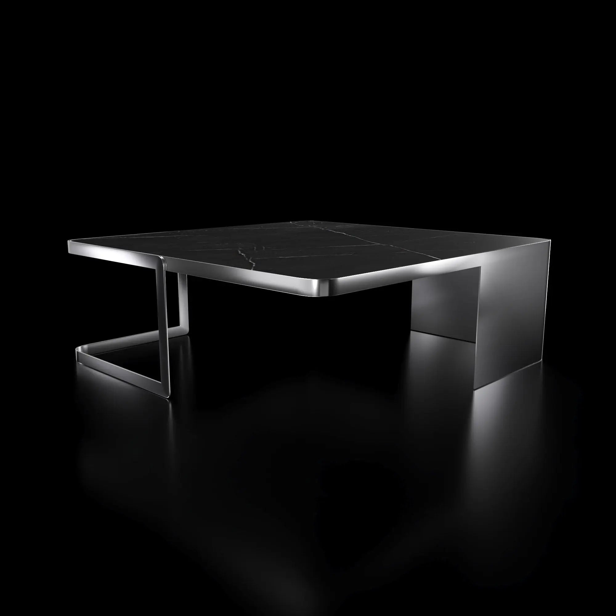 Tullio Smoked Silver Black Coffee Table Square