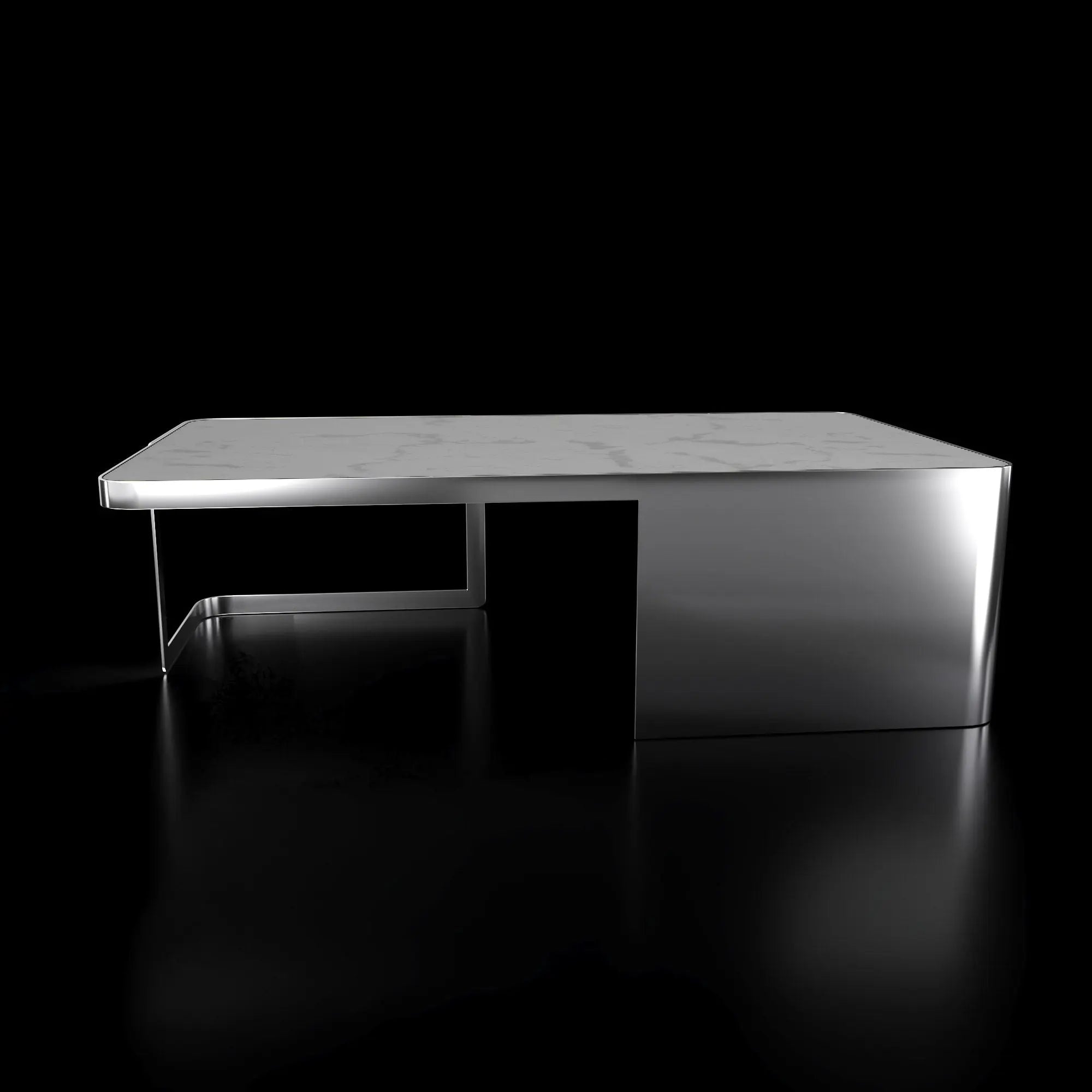 Tullio Smoked Silver White Coffee Table Rectangular Roberto Grassie Furniture