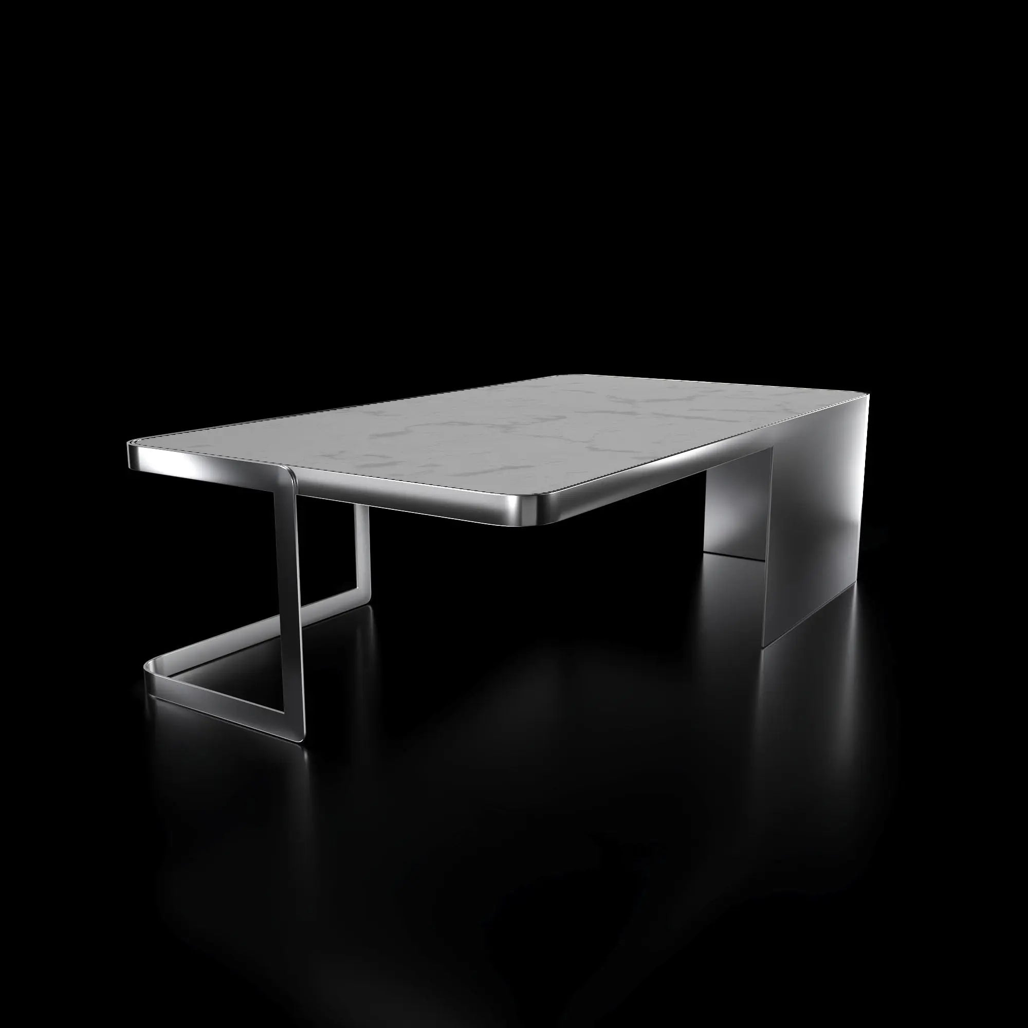 Tullio Smoked Silver White Coffee Table Rectangular