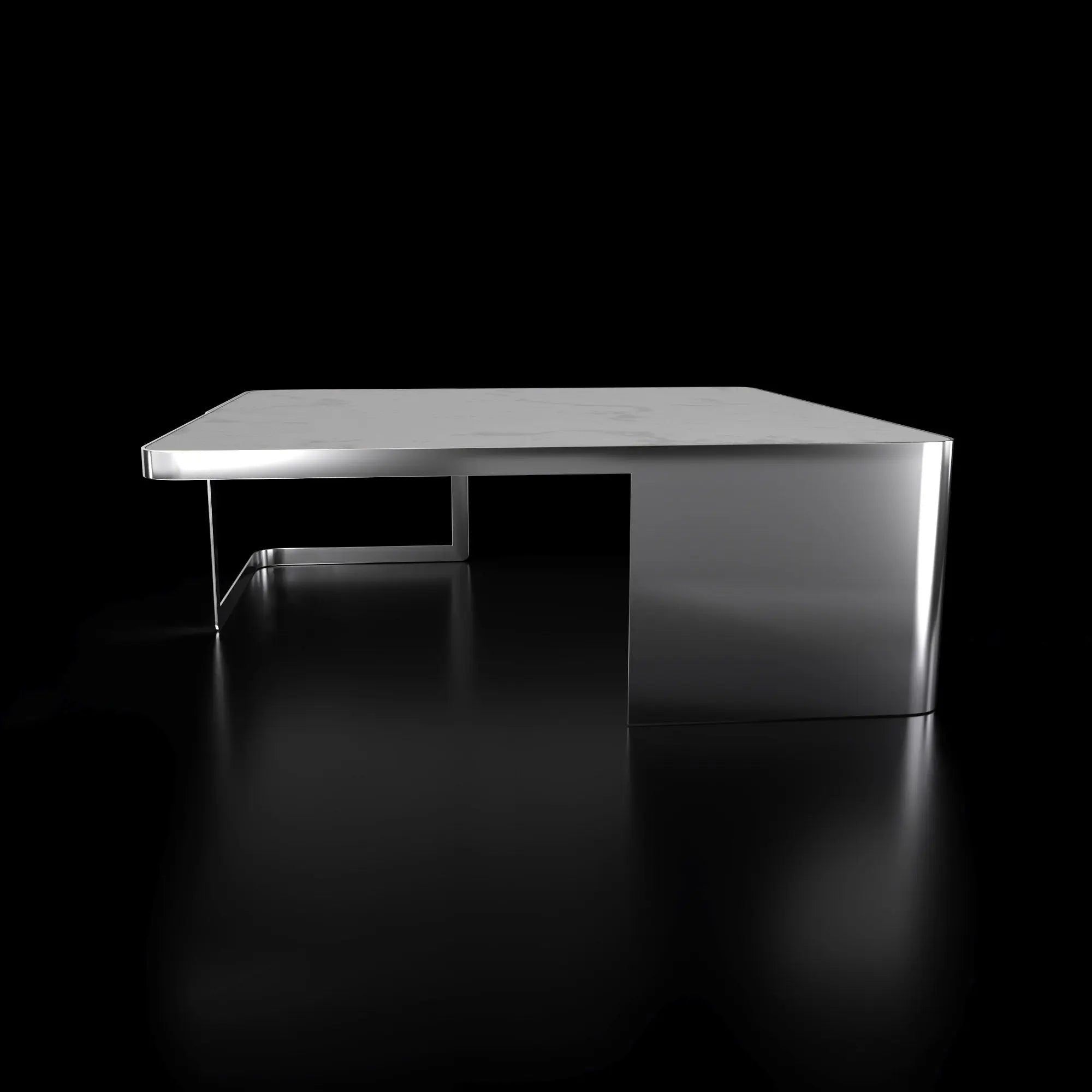 Tullio Smoked Silver White Coffee Table Square Roberto Grassie Furniture