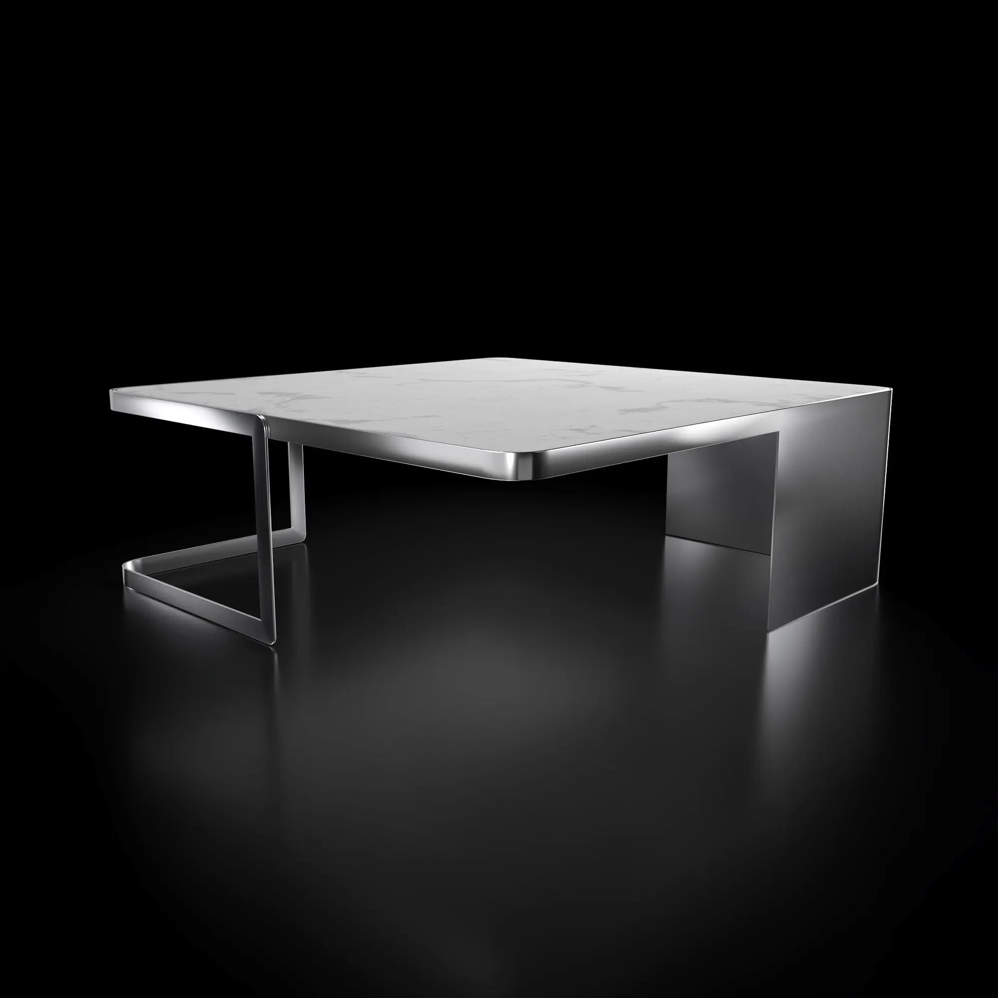 Tullio Smoked Silver White Coffee Table Square