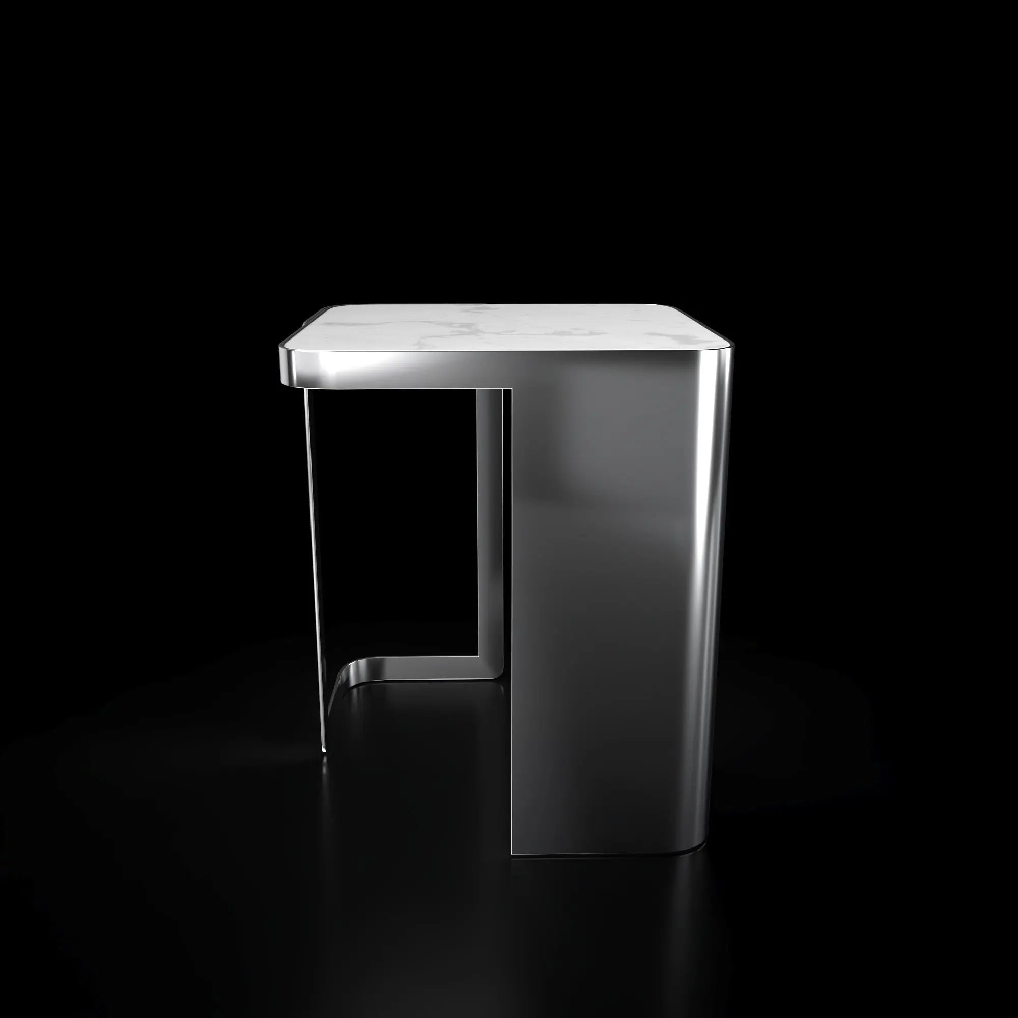 Tullio Smoked Silver White End Table Roberto Grassie Furniture