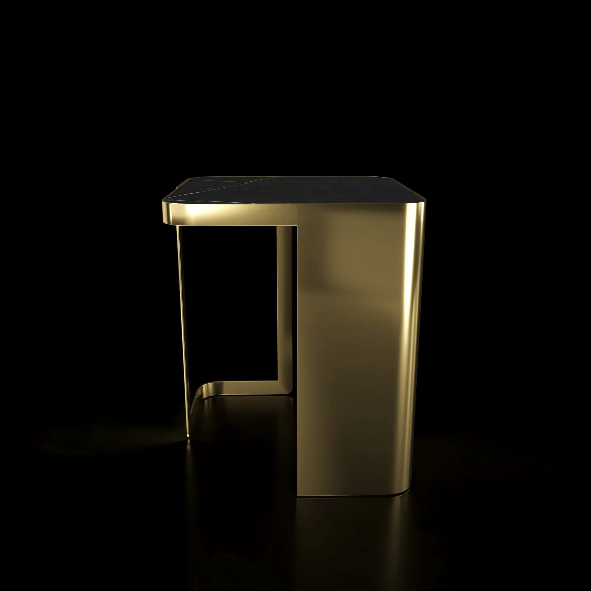 Tullio Titanium Gold Black End Table Roberto Grassie Furniture