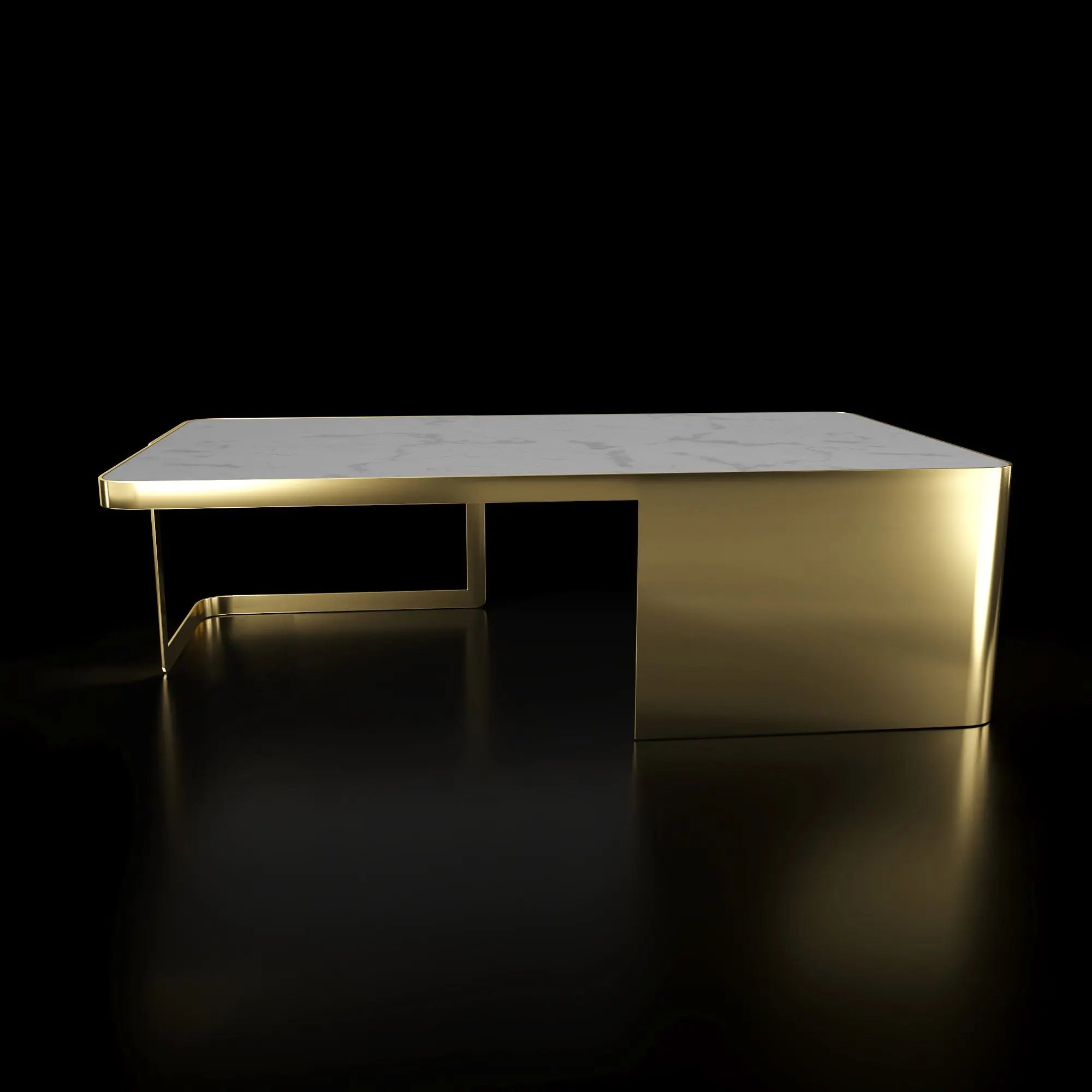 Tullio Titanium Gold White Coffee Table Rectangular Roberto Grassie Furniture