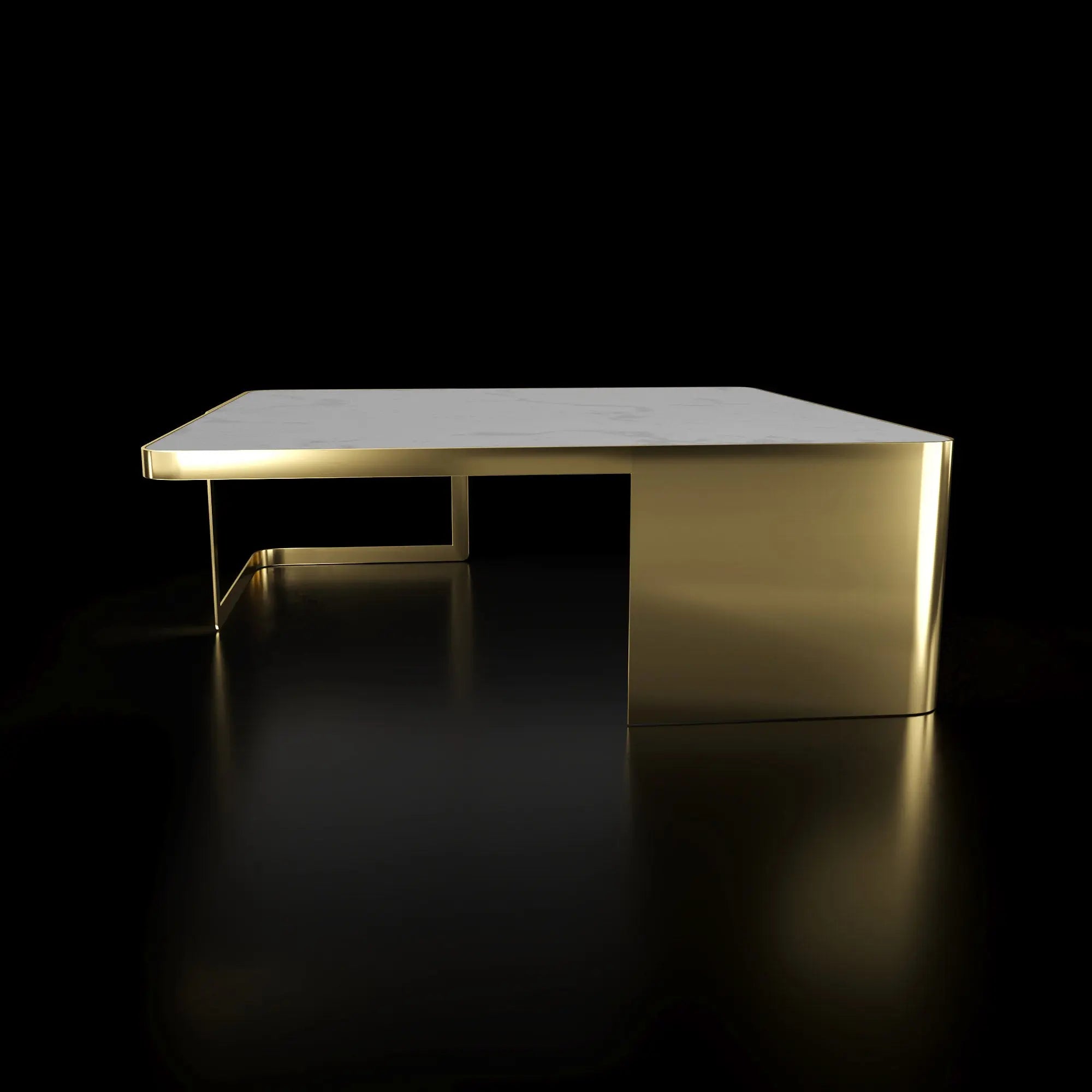 Tullio Titanium Gold White Coffee Table Square Roberto Grassie Furniture