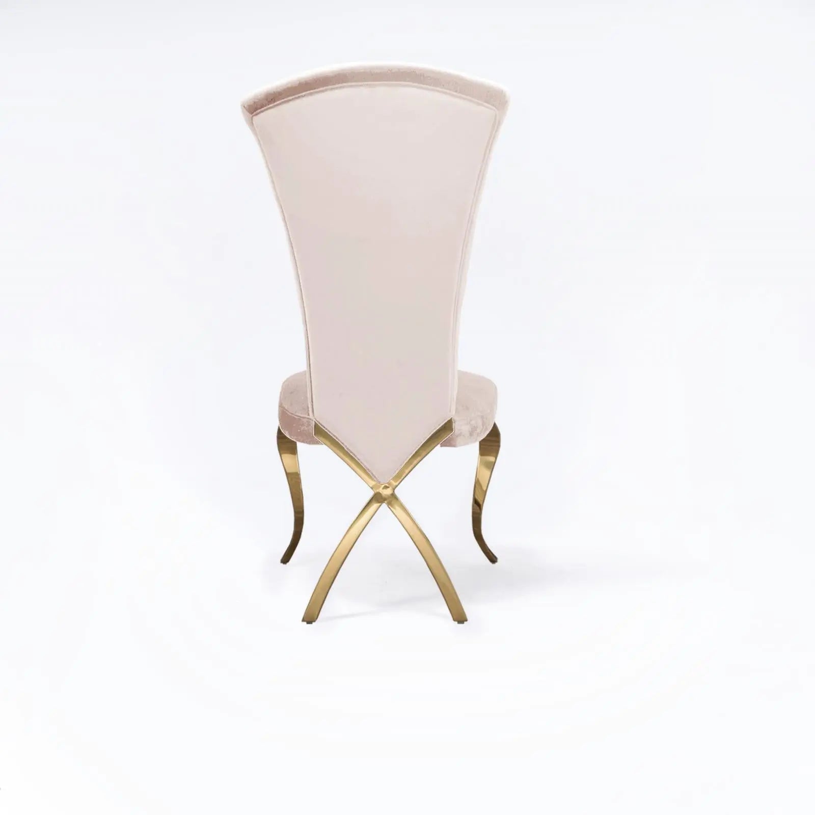 Valentino Titanium Gold Polished Stainless Steel Base Beige Modern Dining Chair