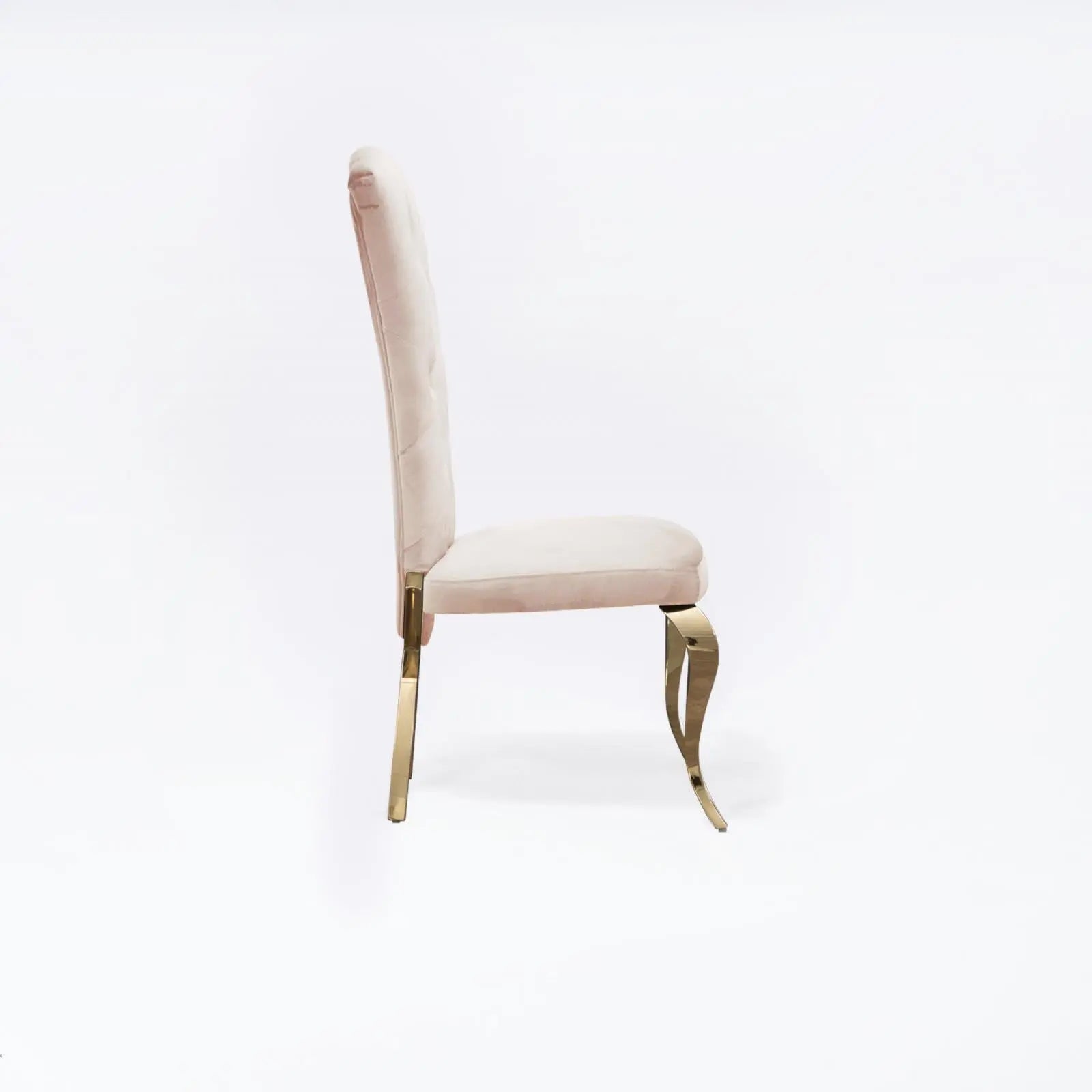 Valentino Titanium Gold Polished Stainless Steel Base Beige Roberto Grassie Dining Chair