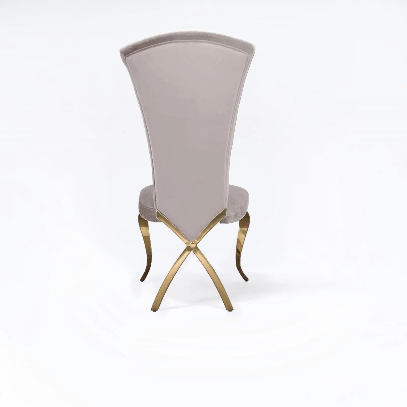 Valentino Titanium Gold Polished Stainless Steel Base Taupe Modern Dining Chair