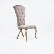Valentino Titanium Gold Polished Stainless Steel Base Taupe Stylish Dining Chair