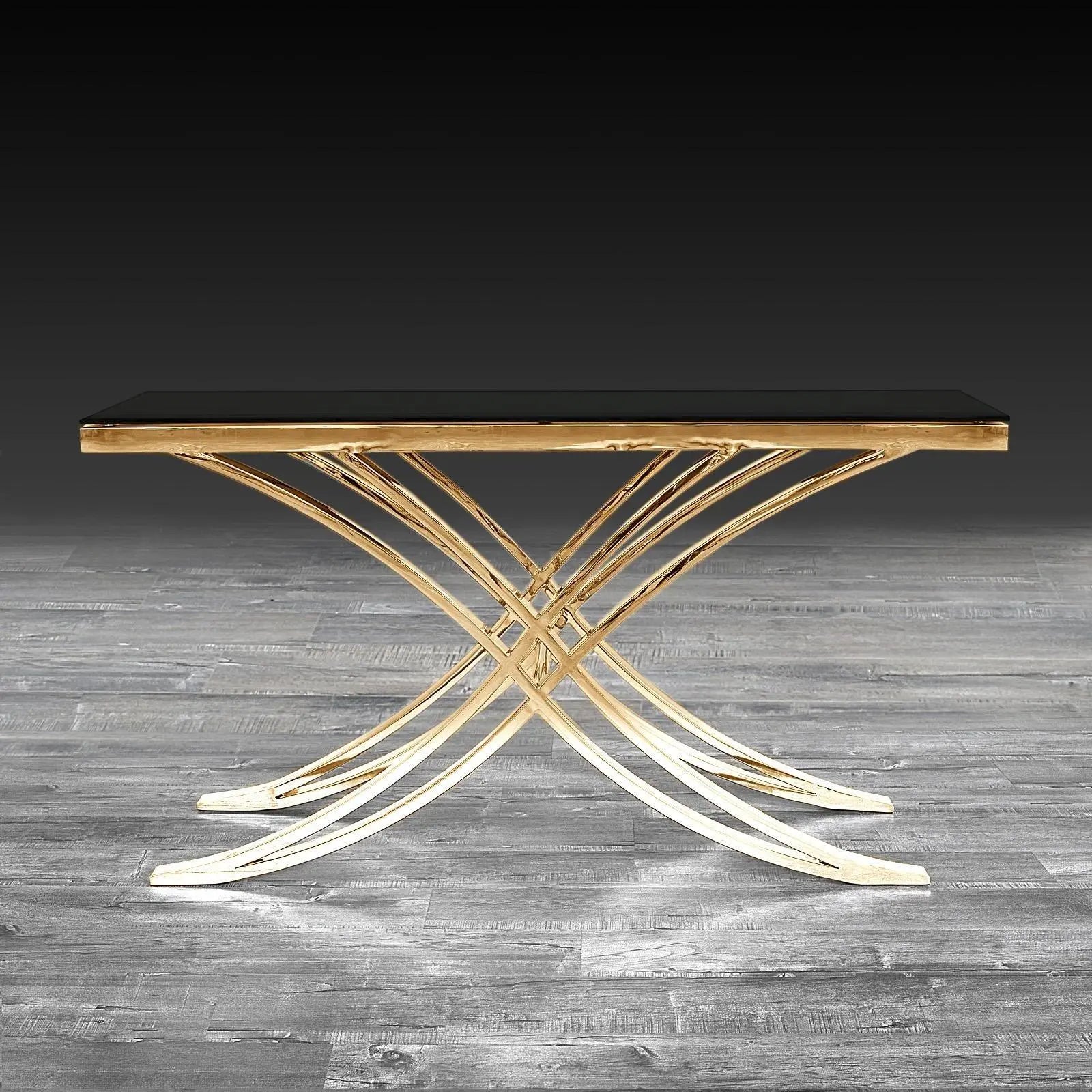 Valora Rose Gold Polished Stainless Steel Base Roberto Grassie Console Table RG