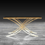 Valora Rose Gold Polished Stainless Steel Base Roberto Grassie Console Table RG