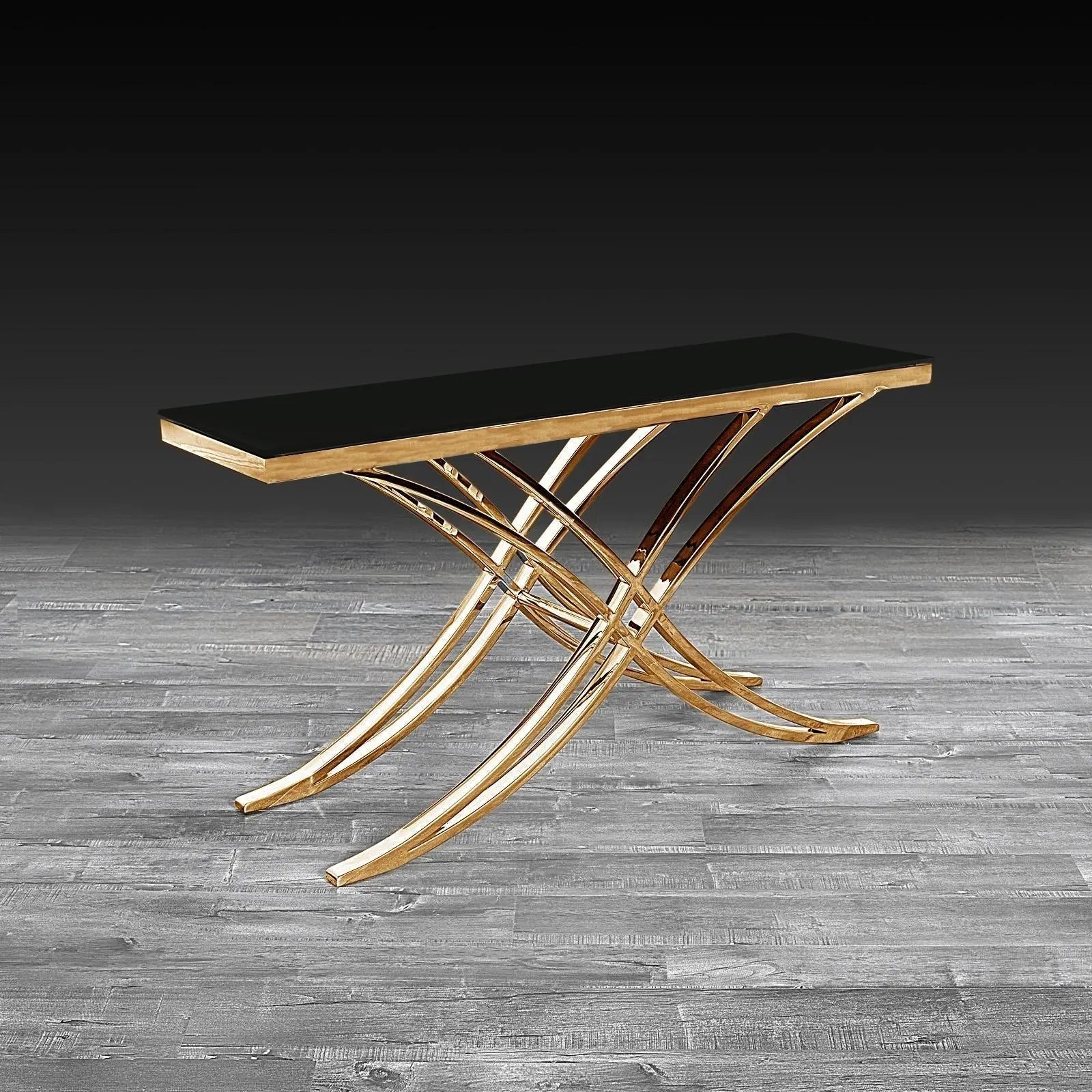 Valora Rose Gold Polished Stainless Steel Base Roberto Grassie Console Table RG