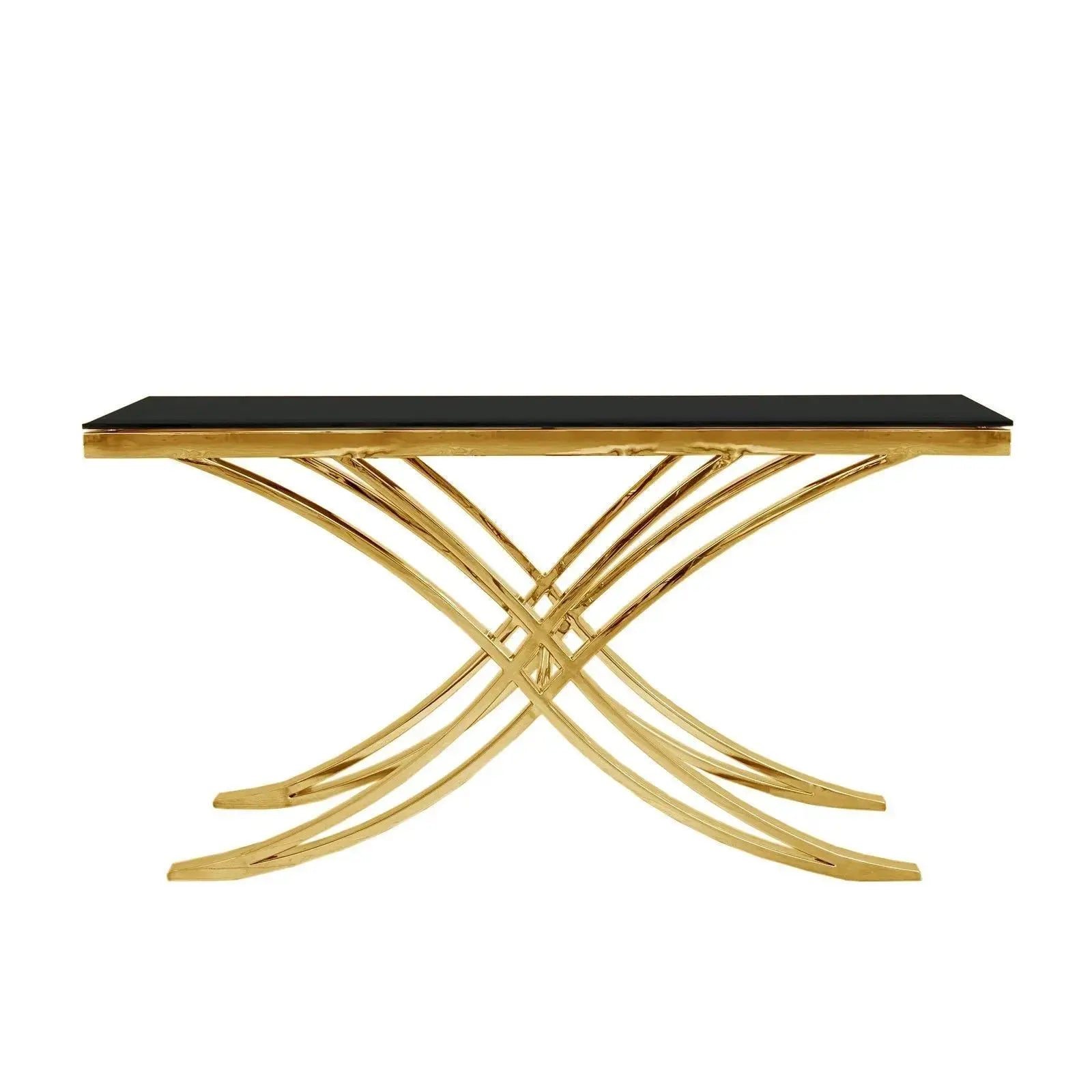 Valora Titanium Gold Polished Stainless Steel Base Console Table