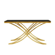 Valora Titanium Gold Polished Stainless Steel Base Console Table