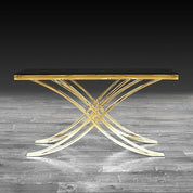 Valora Titanium Gold Polished Stainless Steel Base Roberto Grassie Console Table