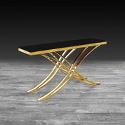 Valora Titanium Gold Polished Stainless Steel Base Roberto Grassie Console Table
