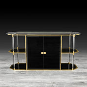 Varossi Brushed Titanium Gold Polished Stainless Steel Base Modern Buffet