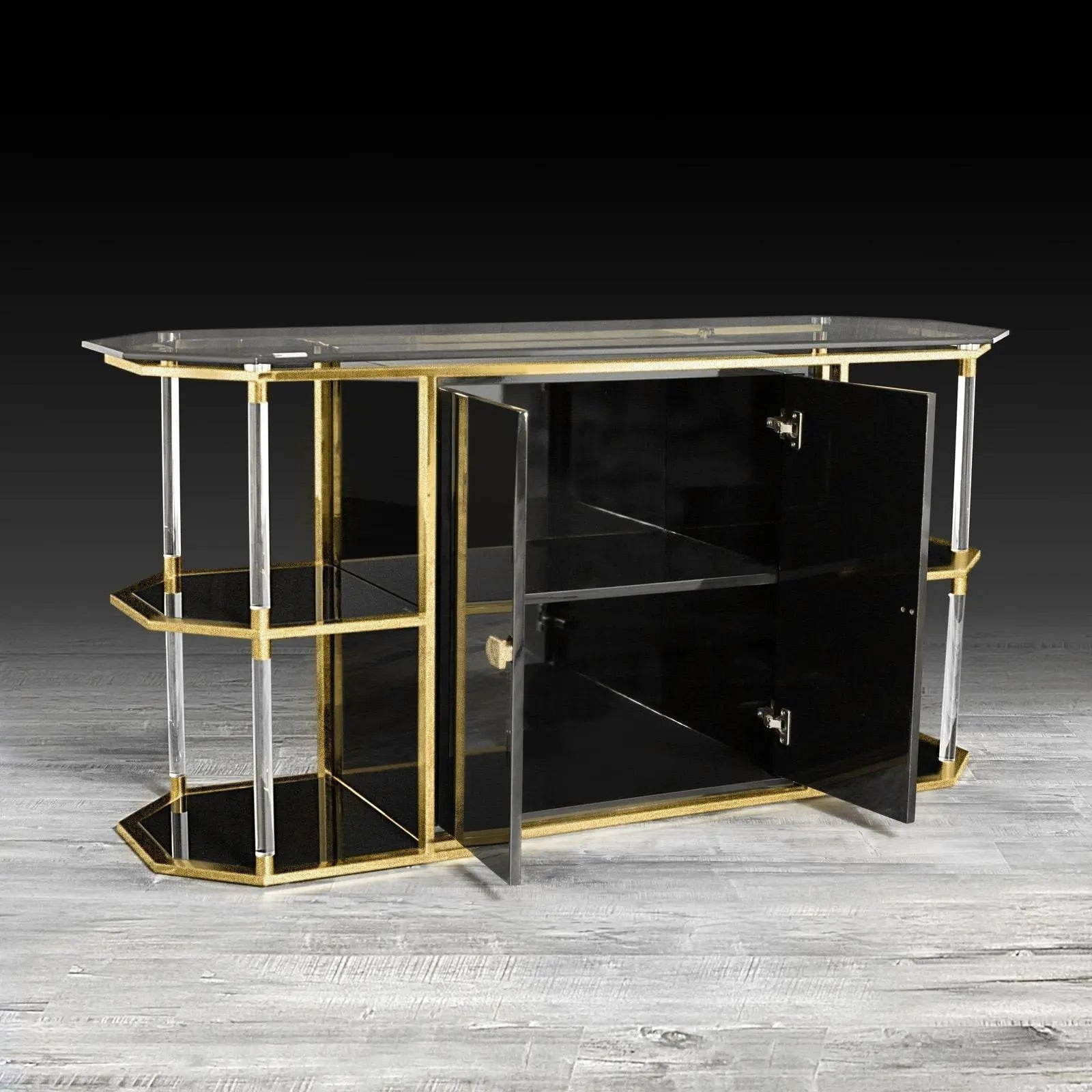 Varossi Brushed Titanium Gold Polished Stainless Steel Base Roberto Grassie Buffet