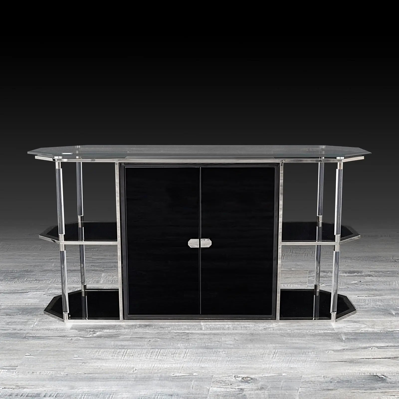 Varossi Polished Stainless Steel Base Modern Buffet