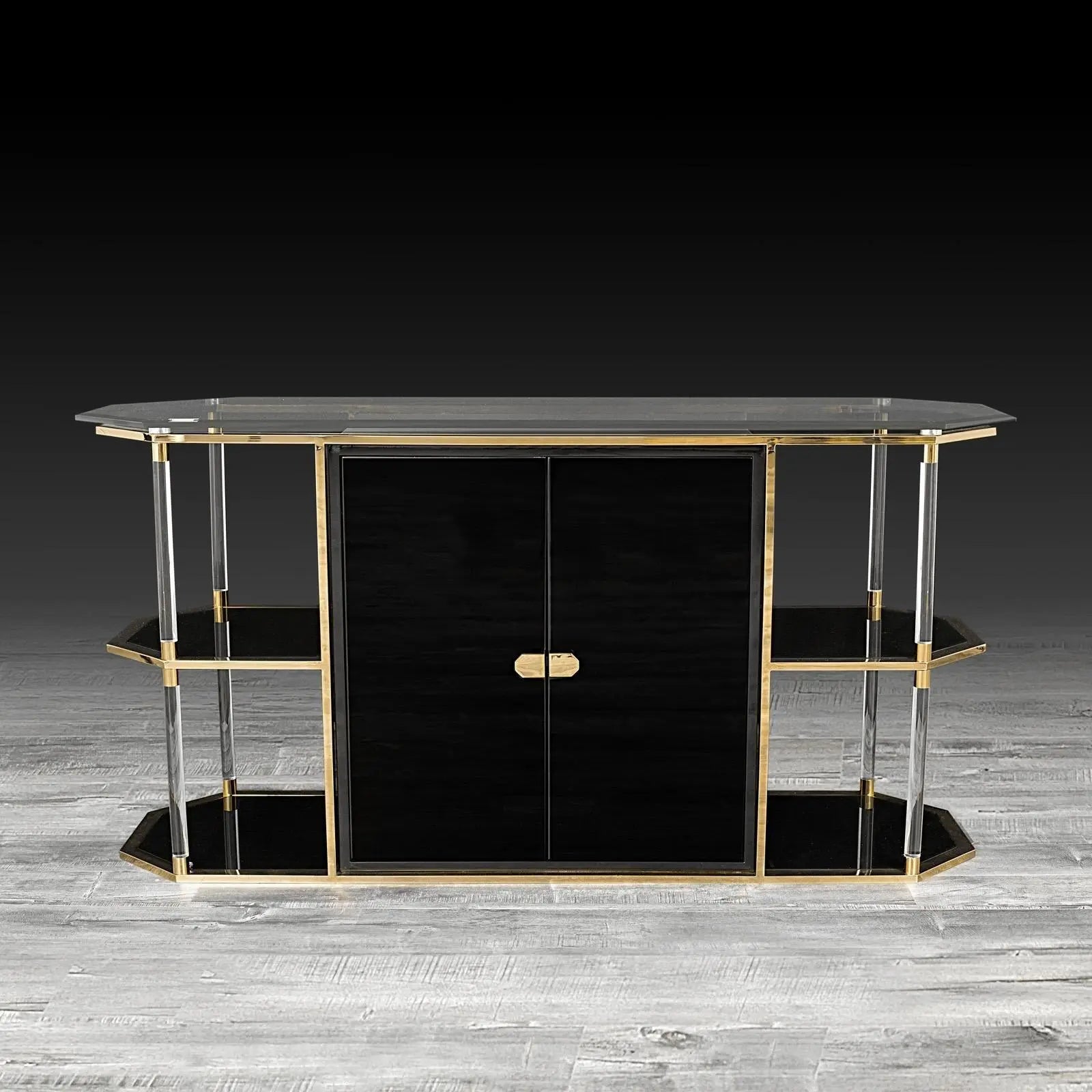 Varossi Titanium Gold Polished Stainless Steel Base Modern Buffet