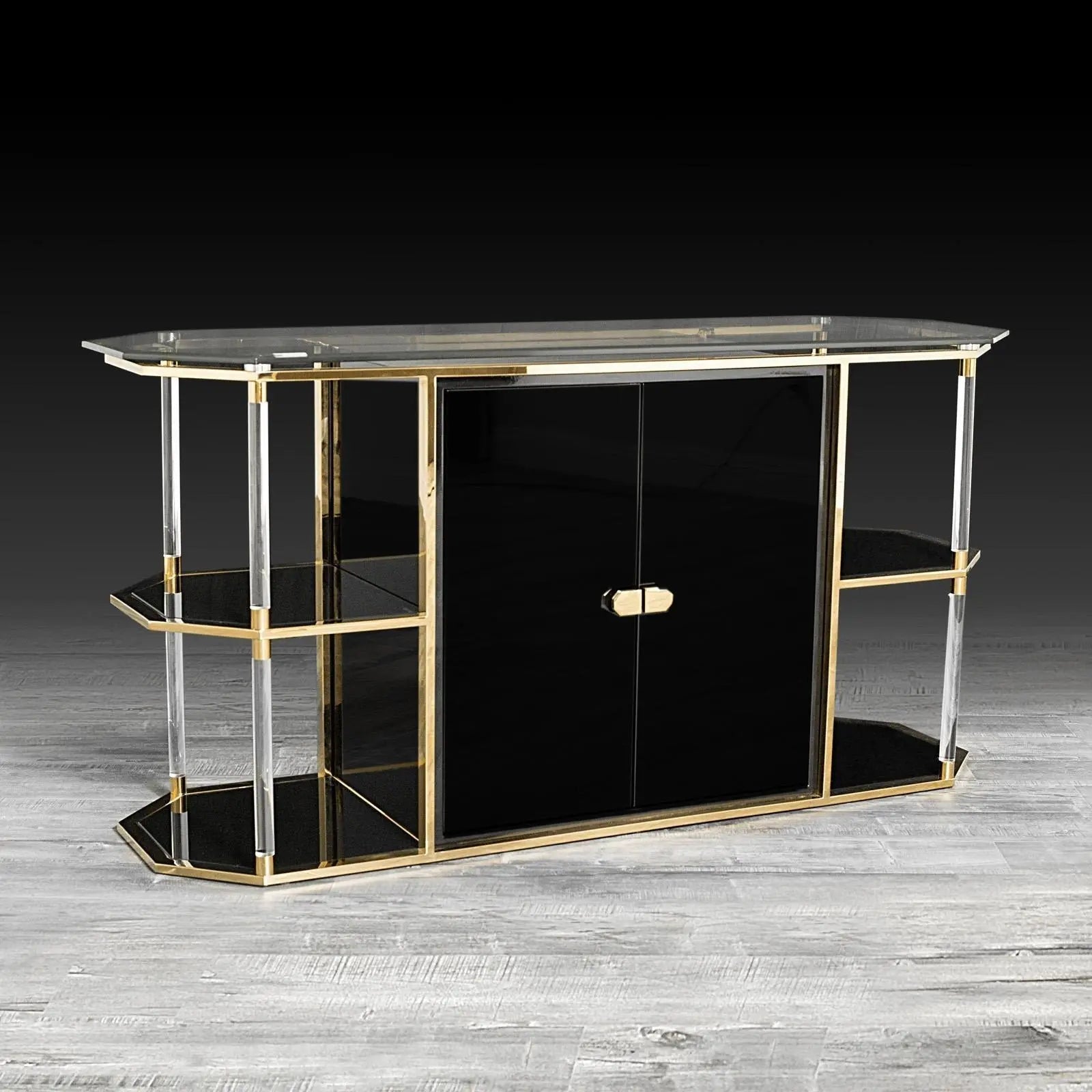 Varossi Titanium Gold Polished Stainless Steel Base Stylish Buffet