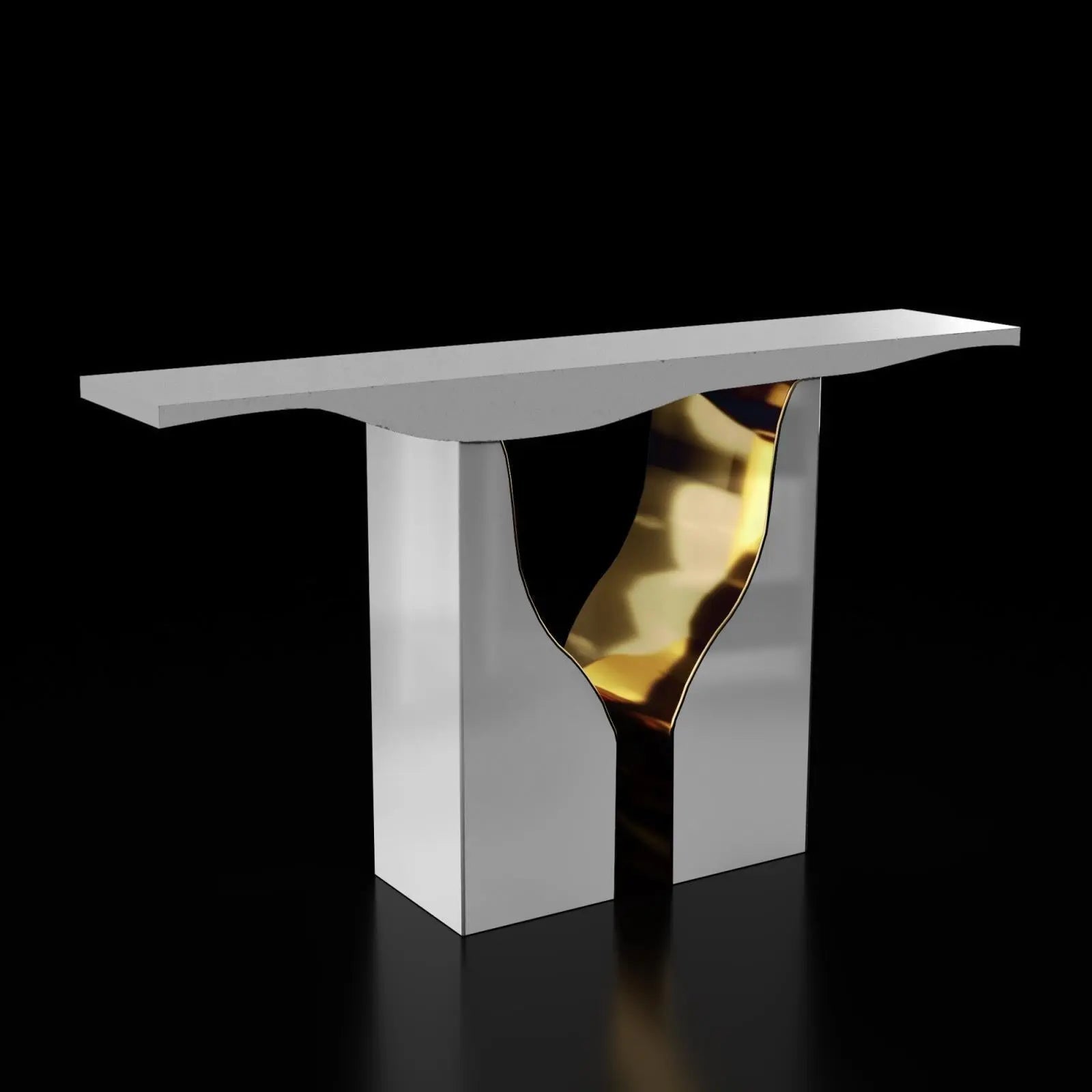 Vivaldi White Gold Console Table Roberto Grassie Modern