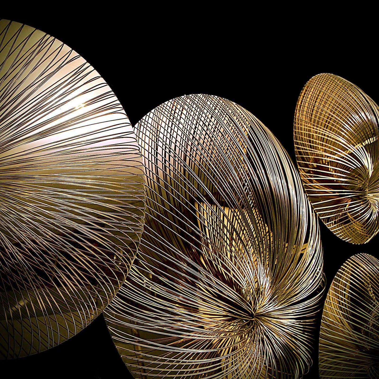 Water Flower Titanium Gold Polished Stainless Steel Base Stylish Wall Art