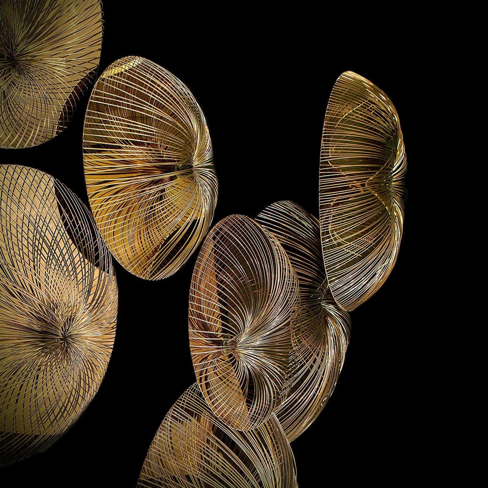 Water Flower Titanium Gold Polished Stainless Steel Base Stylish Wall Art