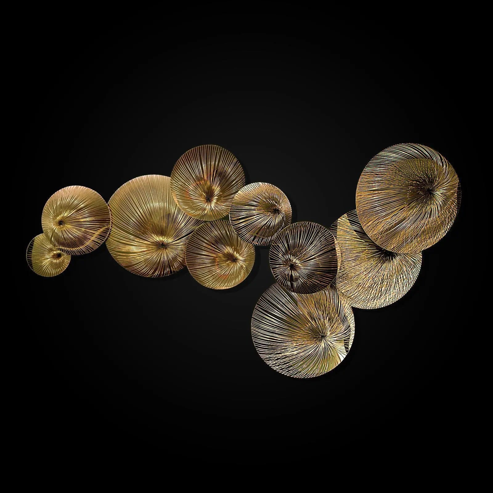 Water Flower Titanium Gold Polished Stainless Steel Base Wall Art