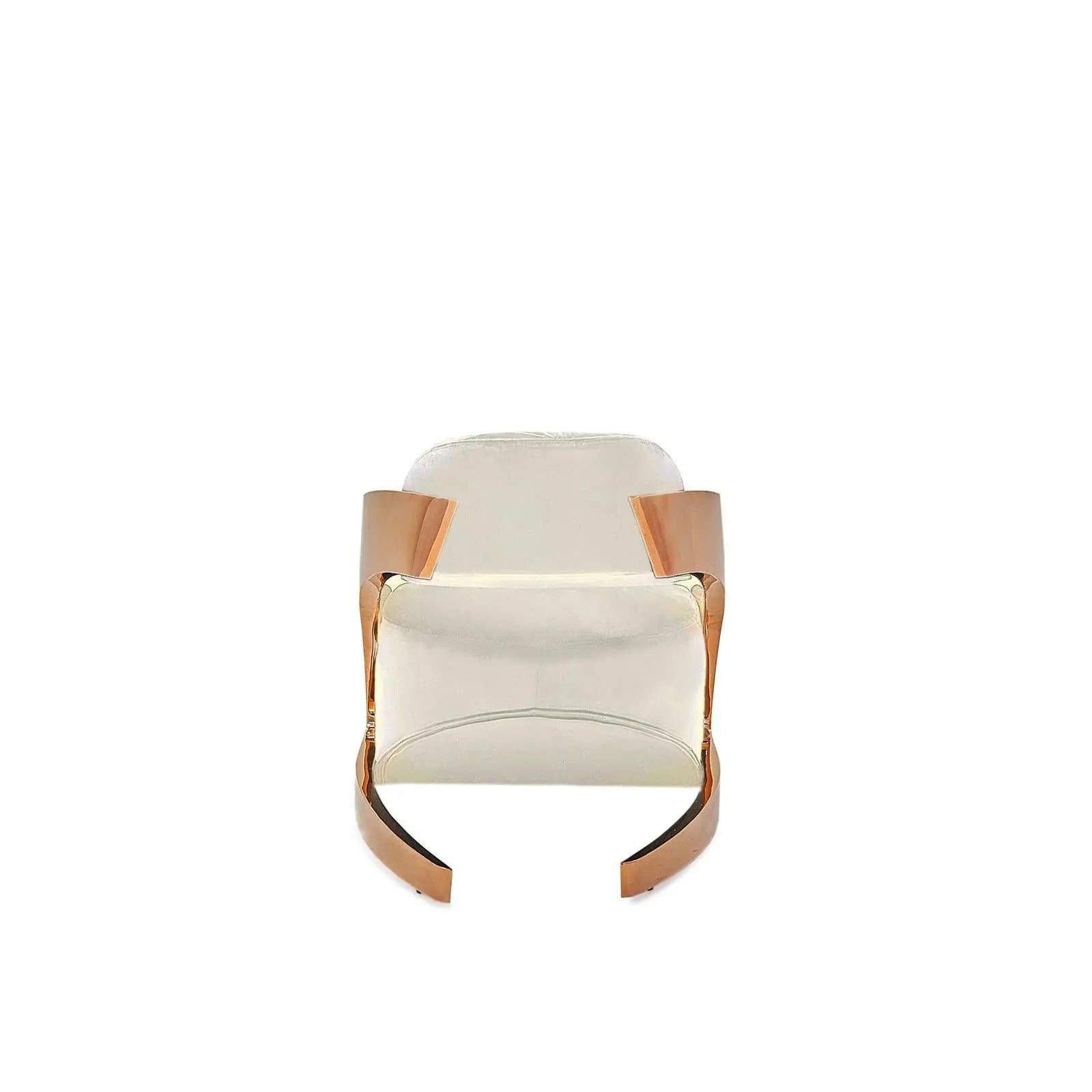 Zetta Rose Gold Polished Stainless Steel Base Beige Velvet Modern Accent Chair RG