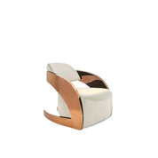 Zetta Rose Gold Polished Stainless Steel Base Beige Velvet Stylish Accent Chair RG