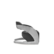 Zetta Polished Stainless Steel Base Black Velvet Roberto Grassie Accent Chair RG