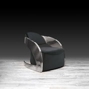Zetta Polished Stainless Steel Base Black Velvet Stylish Accent Chair RG