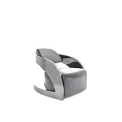 Zetta Polished Stainless Steel Base Gray Velvet Stylish Accent Chair