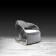 Zetta Polished Stainless Steel Base Gray Velvet Stylish Accent Chair