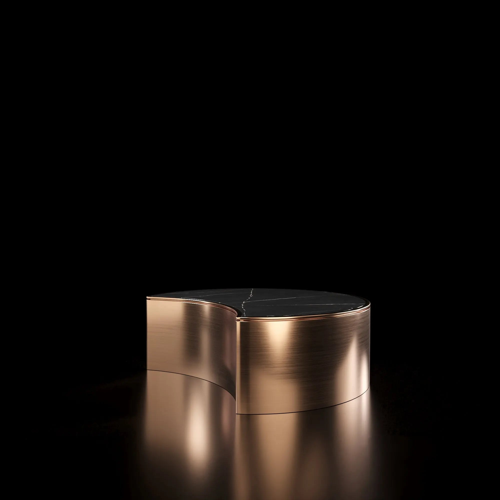 Bottini Medium Coffee Brushed Round Table Rose Gold And Black Front