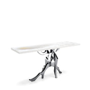 Albero Polished Stainless Steel Base White Art Large Console Table