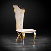 Belladonna Titanium Gold Polished Stainless Steel Base Beige Velvet Stylish Dining Chair RG