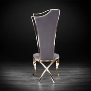 Belladonna Titanium Gold Polished Stainless Steel Base Gray Velvet Luxury Dining Chair RG