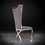 Belladonna Titanium Gold Polished Stainless Steel Base Gray Velvet Roberto Grassie Dining Chair RG