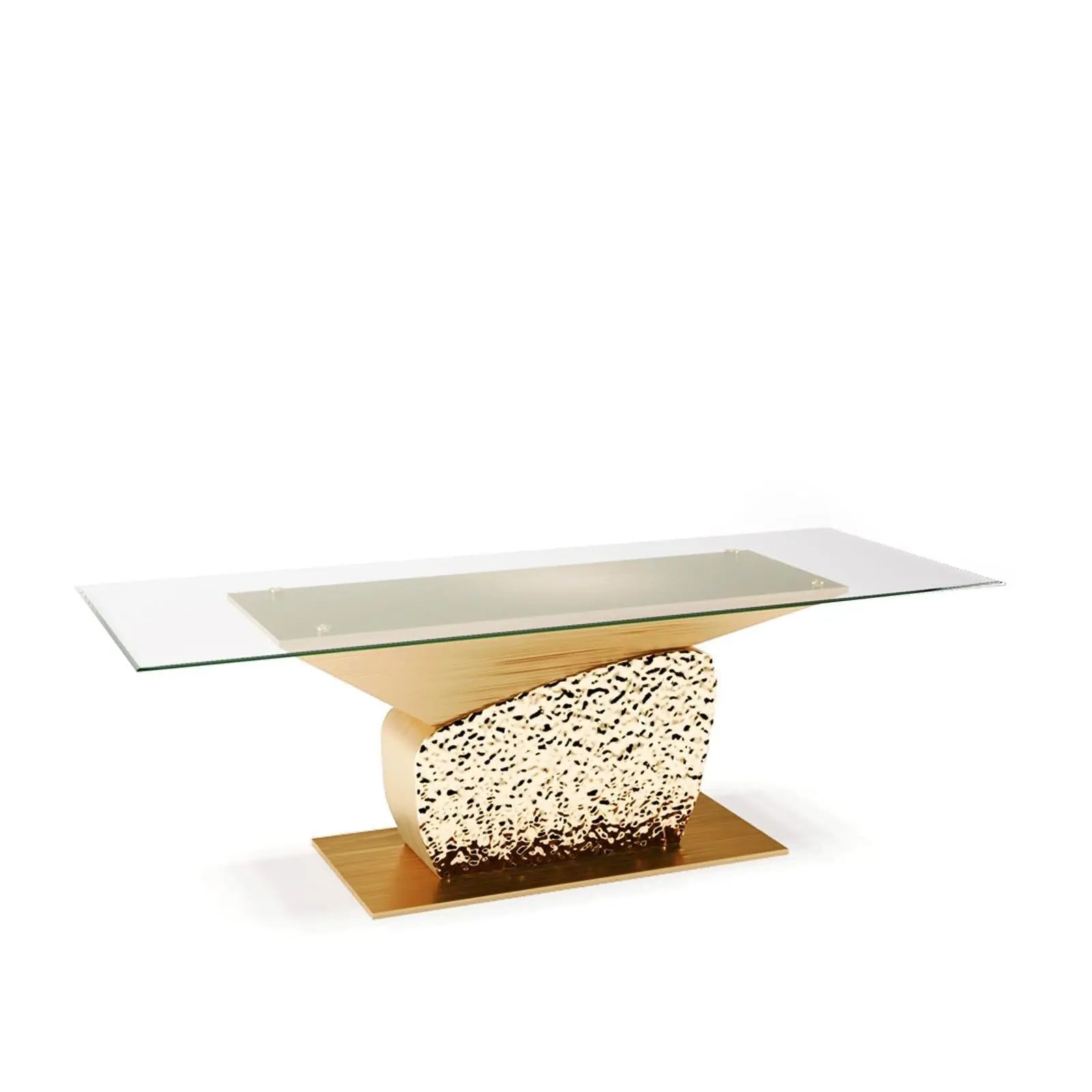 Bologna Rectangular Titanium Gold Polished Stainless Steel Base Dining Table RG