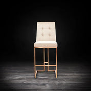 Cameron Rose Gold Polished Stainless Steel Base Beige Modern Bar Stool