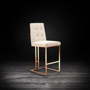 Cameron Rose Gold Polished Stainless Steel Base Beige Stylish Bar Stool