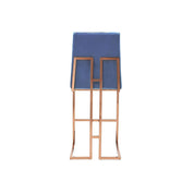 Cameron Rose Gold Polished Stainless Steel Base Dark Blue Modern Bar Stool RG