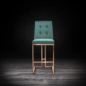 Cameron Rose Gold Polished Stainless Steel Base Dark Green Modern Bar Stool RG