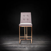 Cameron Rose Gold Polished Stainless Steel Base Gray Modern Bar Stool RG