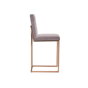 Cameron Rose Gold Polished Stainless Steel Base Gray Roberto Grassie Bar Stool RG