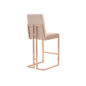 Cameron Rose Gold Polished Stainless Steel Base Taupe Luxury Bar Stool RG