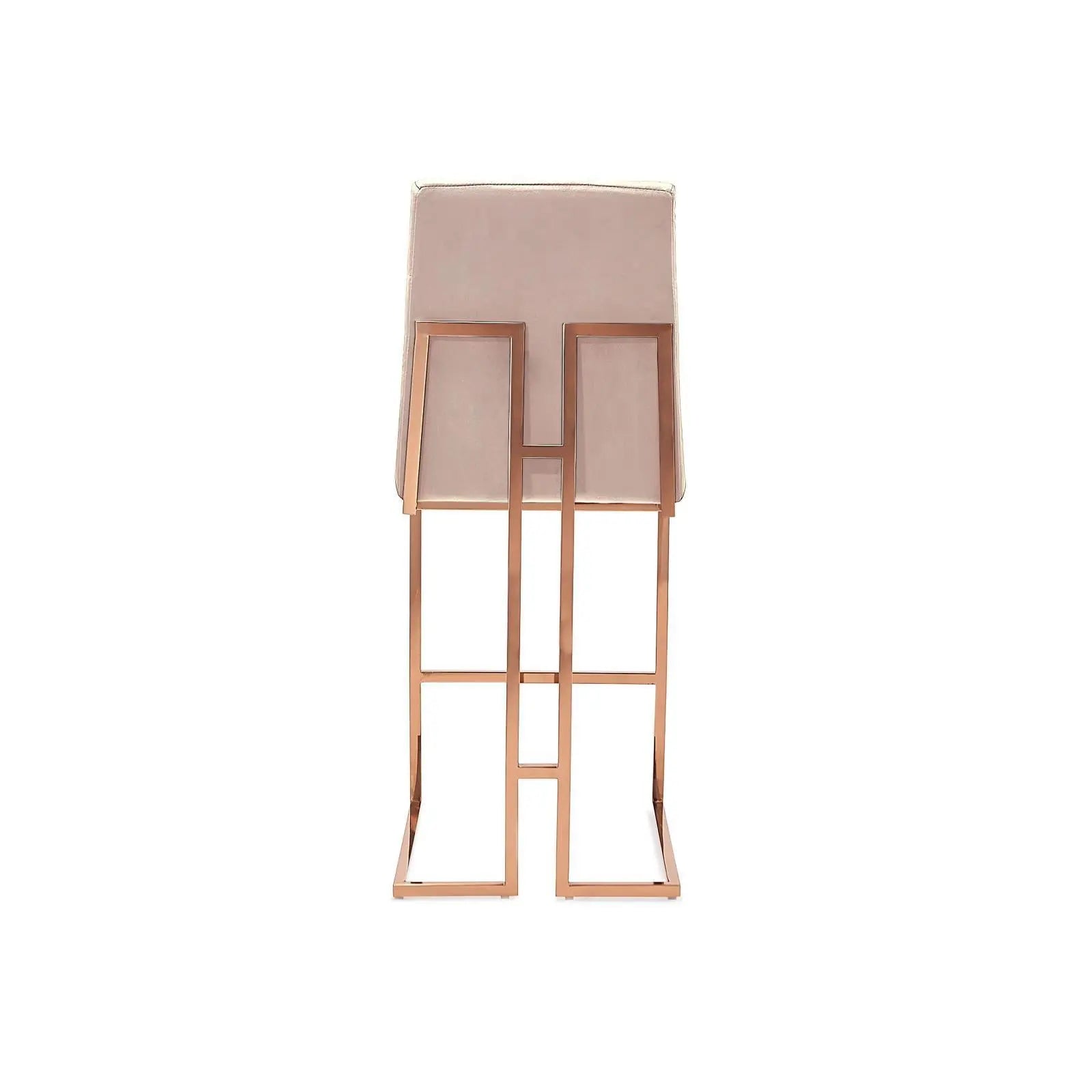 Cameron Rose Gold Polished Stainless Steel Base Taupe Modern Bar Stool RG